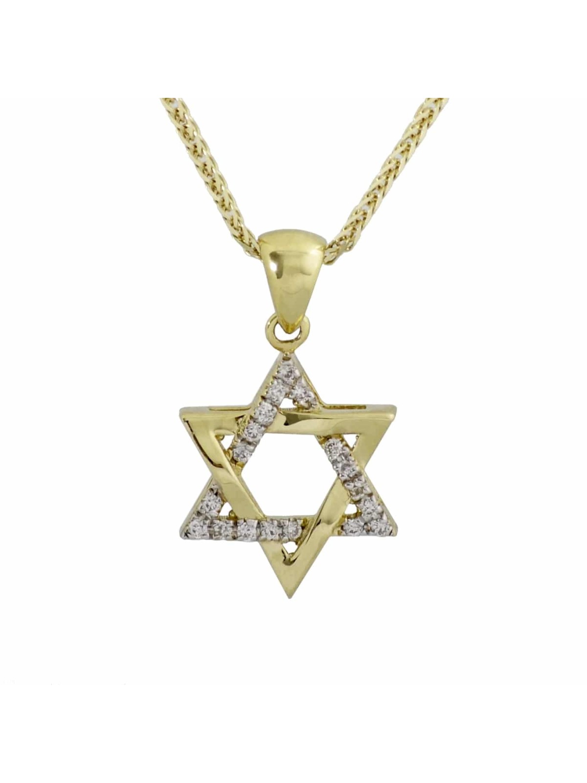 תליון מגן דוד ייחודי מזהב צהוב עם קוטר, הוספת שרשרת 14K, I